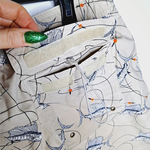 Reyn Spooner Marlin Fish Swim Trunks Shorts Large Gray Lined 7" inseam Fishing - Picture 12 of 12